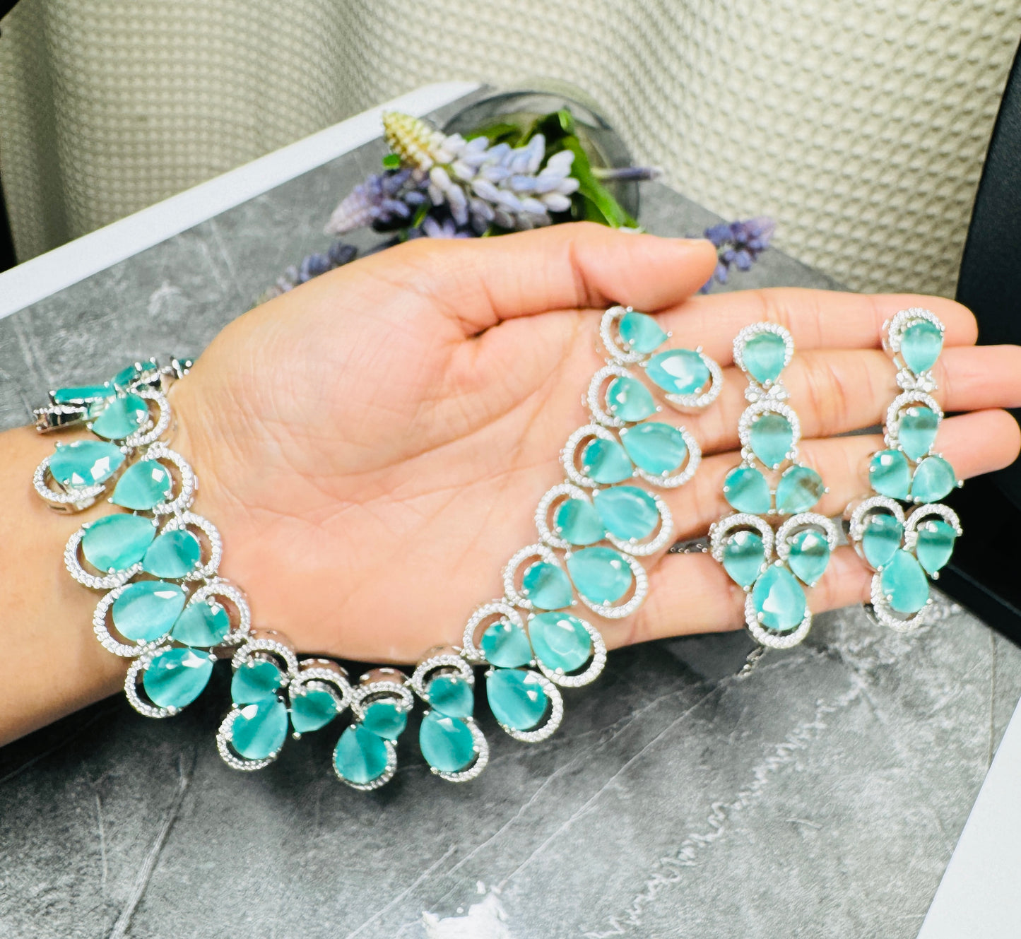 Anzela Silver Based American Quartz Necklace for Wedding and Party Gift, Auspicious Design