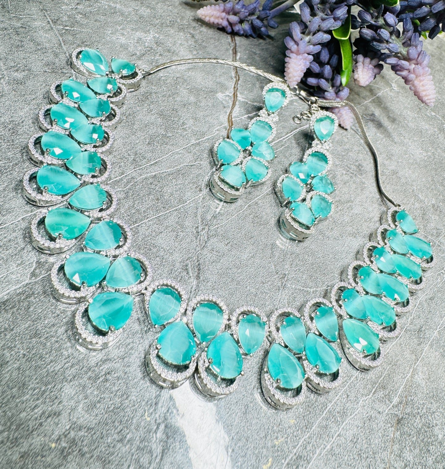 Anzela Silver Based American Quartz Necklace for Wedding and Party Gift, Auspicious Design